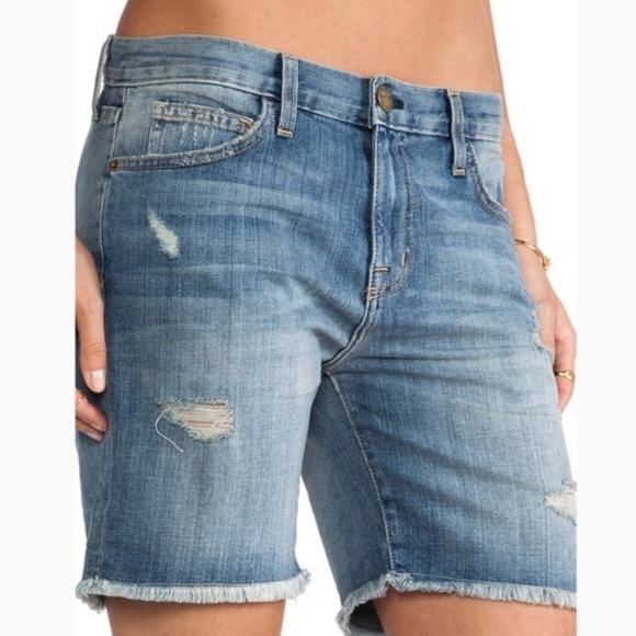 Current/Elliott Denim Long Short Cutoff Distressed Jean Shorts Size 28 - Picture 1 of 6